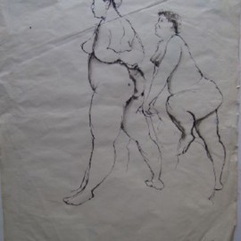 John Powell: 'Nude 3', 1990 Pen Drawing, Figurative. Artist Description:  From nude series. . . ...