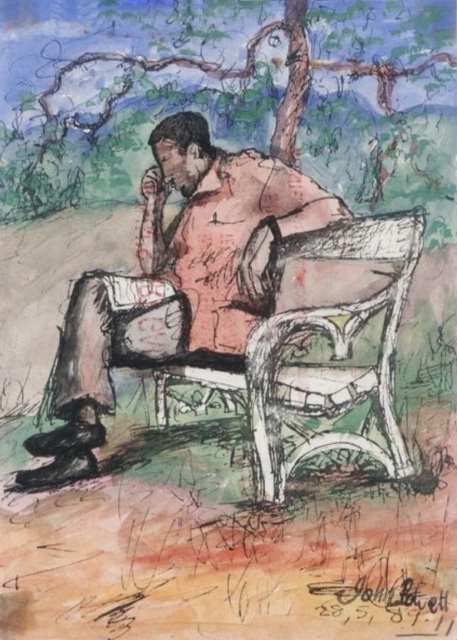 John Powell  'The Poet', created in 2012, Original Drawing Pastel.