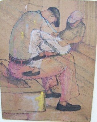 John Powell: 'Trapped in Time Drawing 3', 1991 Pen Drawing, Figurative.  This drawing is from Time series and is a study for a painting to come US520, shipping 2- 3 working days depending on time of order, VIA FeDEx or Express postal service...