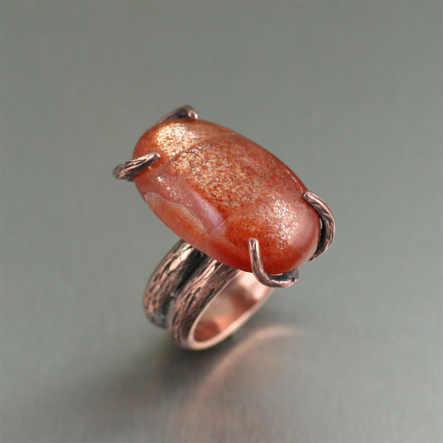 John Brana  '29 CT Sunstone Copper Handmade Ring', created in 2012, Original Metalsmith.
