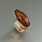 Contemporary Bronze Ring with Amber By John Brana