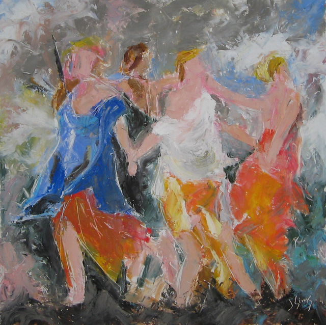 Artist John Sims. 'Playing With Poussin II, Dance To The Music Of Time' Artwork Image, Created in 2011, Original Mixed Media. #art #artist