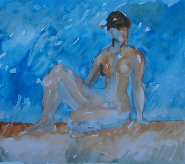 John Sims  'Girl On A Beach In My Head', created in 2016, Original Mixed Media.