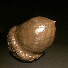 James Johnson: 'Acorn', 2019 Other Sculpture, Abstract. Artist Description: Free shipping within the continental USA.  This is a sculpture created for a show proposal Sculpture for the Blind in the spirit of Constantin Brancusi.  Crafted bronze- fill epoxy over aarmature.  Fingerprints are visible.  The patina is from Liver of Sulphur. ...