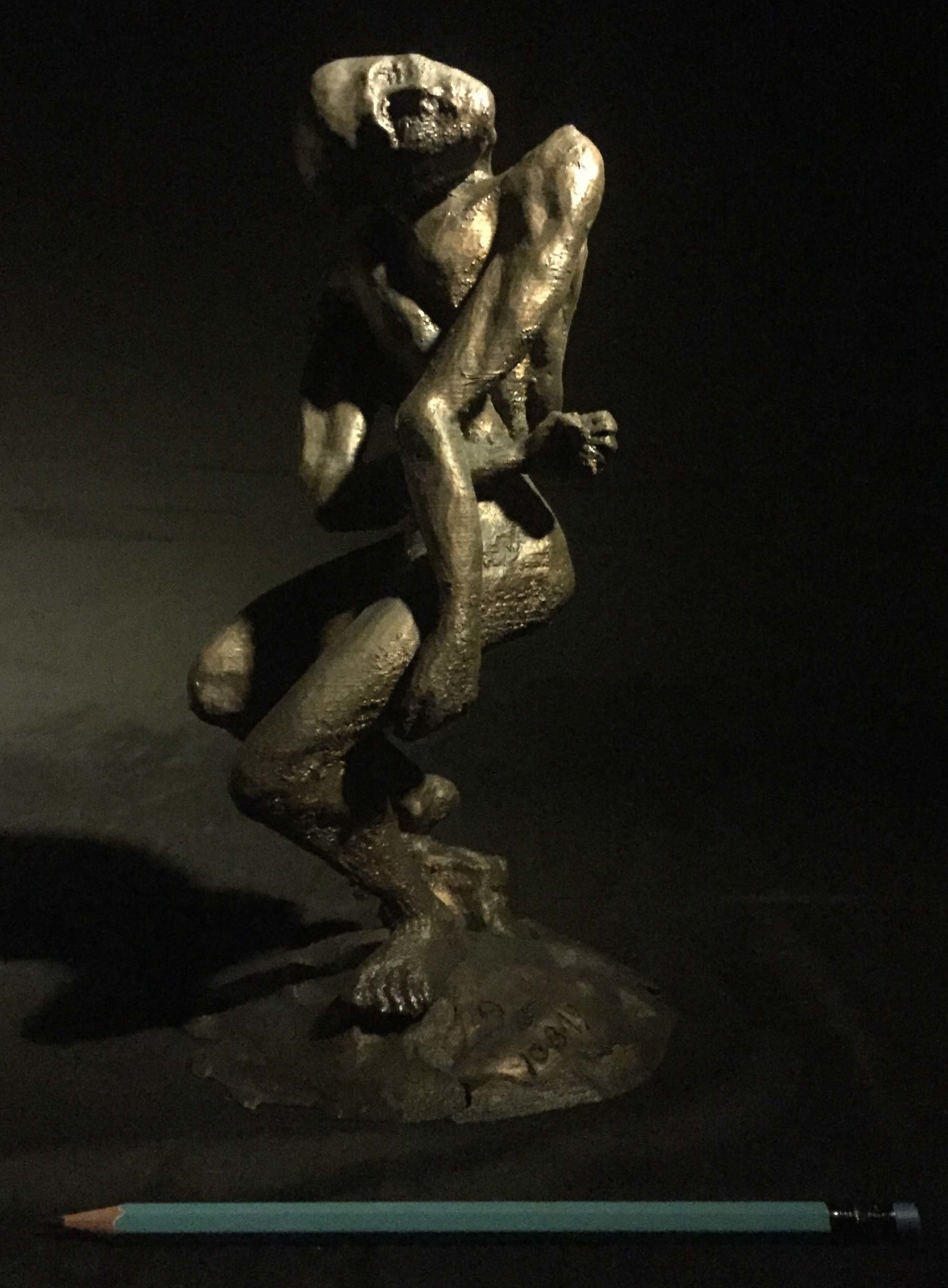 James Johnson: 'EMPATH 2nd Edition', 2019 Mixed Media Sculpture, Nudes. The burden of entering a room and knowing others thoughts and feelings.  Signed and dated, Edition of 150.  First, I created an armature from PLA, then used bronze metal epoxy to define the form, and finished with bronze filled acrylic.  The patina is created from liver- of- sulfur. ...