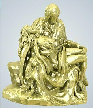 James Johnson: 'joseph and child', 2021 Other Sculpture, Figurative. Free shipping within the continental USA.  A nod to the other members of the Family.  Gold plated bronzesteel.  Available as a NFT at 