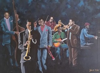 John Trimble: 'Divine Session', 2016 Acrylic Painting, Music.  Many of my favorite jazz artist who have left us. ...