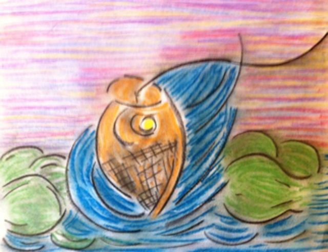 Artist Joe Mccullagh. 'Goldfish Splash' Artwork Image, Created in 2014, Original Pastel. #art #artist