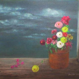 Jo Mari Montesa: 'Flower 3, The Waiting', 2008 Oil Painting, Floral. Artist Description:   Original oil painting on canvas  ...