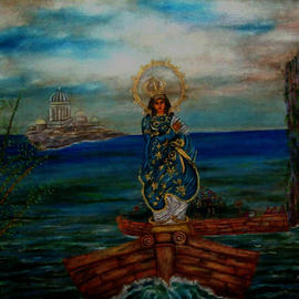 Jo Mari Montesa: 'Pagoda', 2007 Oil Painting, Religious. Artist Description: Oil painting on canvas. Pagoda is quite different in the Philippines compared to other Asian countries. Instead of the structure of the pagoda Filipinos use the Blessed Mother as the center of the sea parade. This tradition is usually done in the fiestas of towns and provinces in ...