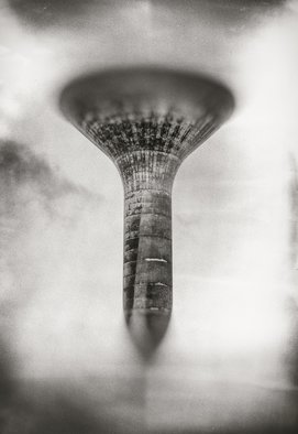 Jonathan O'hora: 'dromore water tower', 2017 Mixed Media Photography, Architecture. Photography: Digital, Black   White, Photo, Gelatin and Manipulated on Paper.Dromore Water Tower, County Sligo, EirePhotography: 36aEUR X 24aEUR Archival print A water tower is an elevated structure supporting a water tank constructed at a height sufficient to pressurize a water supply system for the distribution of potable water, ...