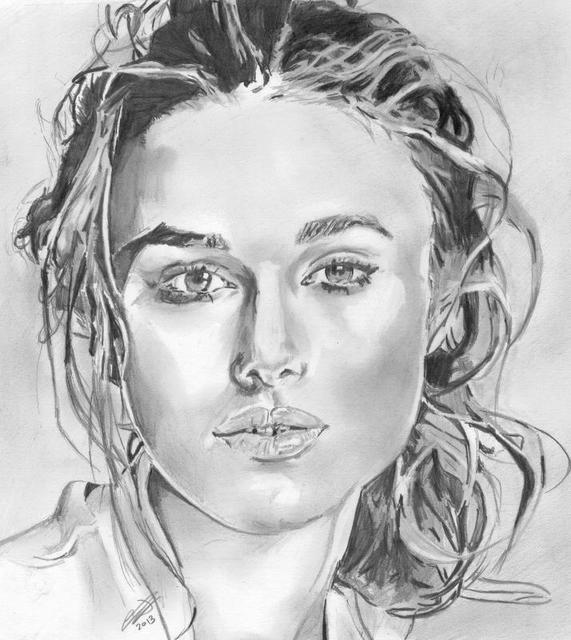 Artist Chris Jones. 'Kiera Knightley' Artwork Image, Created in 2013, Original Drawing Pencil. #art #artist