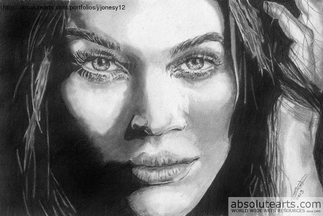 Artist Chris Jones. 'Megan Fox' Artwork Image, Created in 2013, Original Drawing Pencil. #art #artist