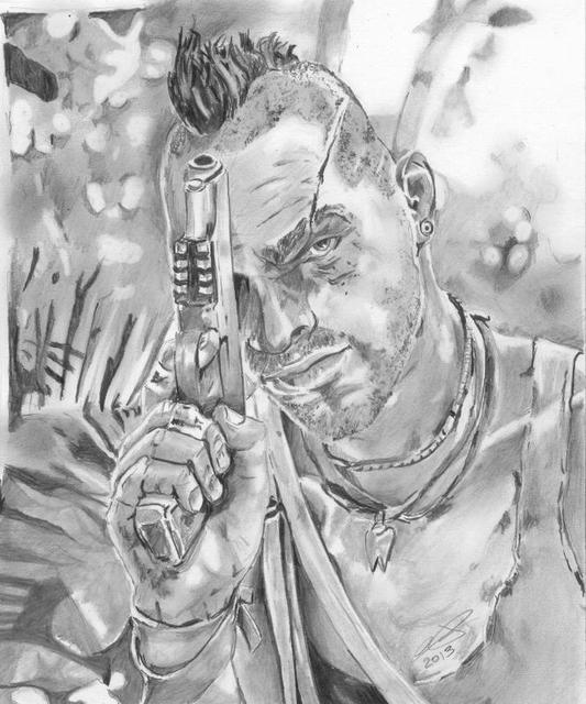 Artist Chris Jones. 'Vaas  Far Cry ' Artwork Image, Created in 2013, Original Drawing Pencil. #art #artist