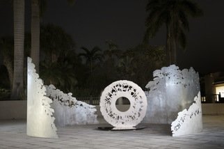 Jorge Cavelier: 'Labyrinth', 2010 Outdoor Installation, Landscape.  An aluminum cut composed of 12 pieces representing the cloud forests, its clueless perspective, the gray white ever changing clouds rising from the warm valleys. The labyrinth is the forest, a path to our own internal being where silence abodes. Getting into the center of the labyrinth and back out...