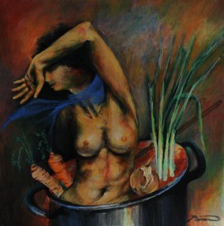 John Biro: 'go to the soup', 2016 Body Art, nudes. acrylic...