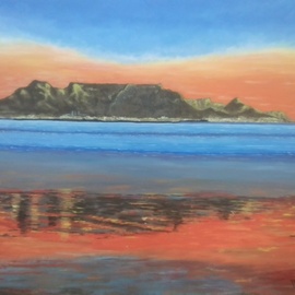 Phillip Matthews: 'table mountain', 2023 Acrylic Painting, Mountains. Artist Description: View of Table Mountain from Blouberstrand. ...