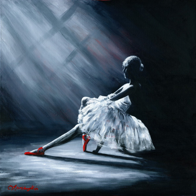 Artist Joseph Mclaughlin. 'Ballerina With Red Shoes' Artwork Image, Created in 2014, Original Painting Oil. #art #artist
