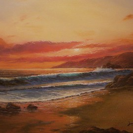 Joseph Porus: 'A Beach to Myself', 1999 Oil Painting, Beach. Artist Description:    Oil on fine canvas. A sun drenched beach with not a soul in sight! Is this a dream? yes. . . . but it's also a painting done in old school techniques and radiant colors that drench the canvas  ...