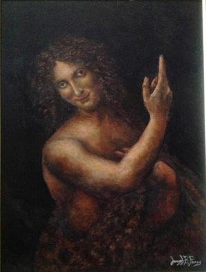 Joseph Porus: 'Da Vinci Study', 2013 Oil Painting, Biblical.                  Oil on linen. Leonardo DaVinci's John the Baptist is the basis for this variation.                                           ...