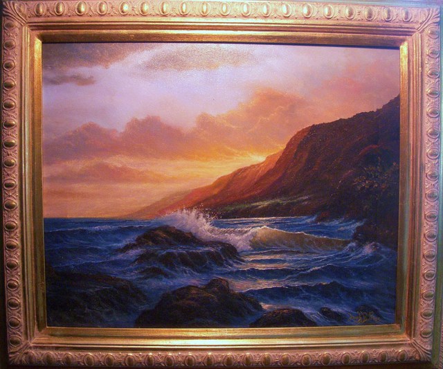 Joseph Porus  'Kaui Surf', created in 1993, Original Painting Oil.