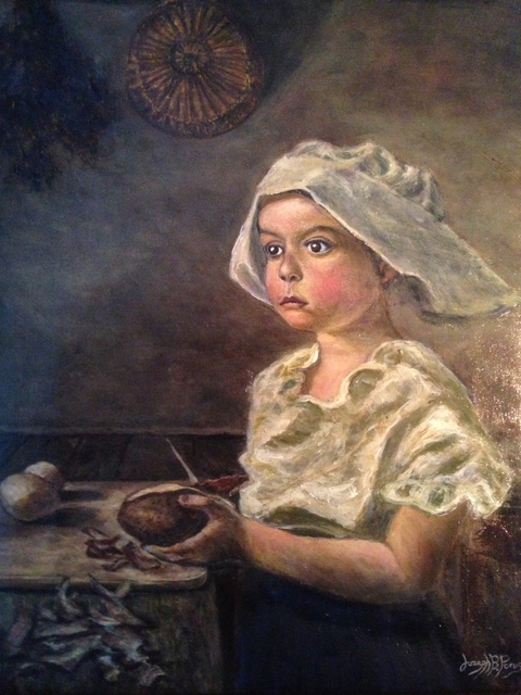 Joseph Porus  'Kitchen Helper', created in 2016, Original Painting Oil.