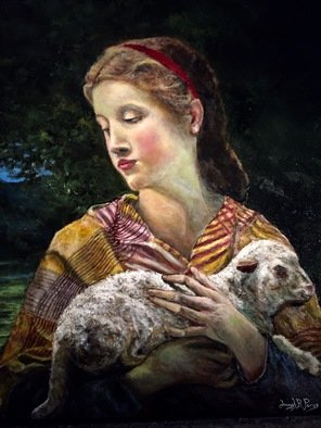 Joseph Porus: 'Lost Lamb', 2016 Oil Painting, Portrait.                                     Oil on linen  inspired from Bourgereau original.  This one a close up variation                                                             ...