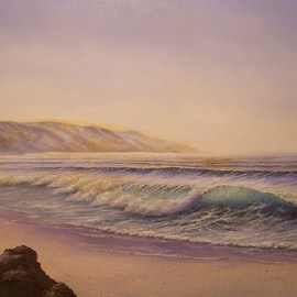 Joseph Porus: 'Making Footsteps', 2004 Oil Painting, Beach. Artist Description:        Oil on fine canvas. A perfect beach for a long walk and think things out. Why do we loose the clarity when we leave the beach?  ...