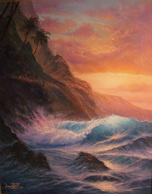 Joseph Porus  'Na Pali Coast Seascape', created in 1998, Original Painting Oil.
