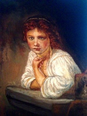 Joseph Porus: 'Rembrandt Study of Young Girl', 2016 Oil Painting, Portrait.  Oil on linen Based on work of Rembrandtdone in his style. ! ...