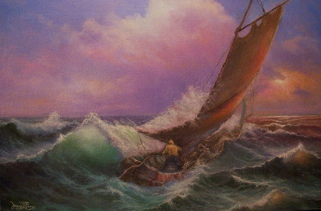 Joseph Porus  'Sailing Lesson', created in 1999, Original Painting Oil.