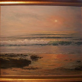 Joseph Porus: 'Soft Day', 1993 Oil Painting, Beach. Artist Description:       Oil on fine canvas. Pastel colors. Soft day for a long walk  ...