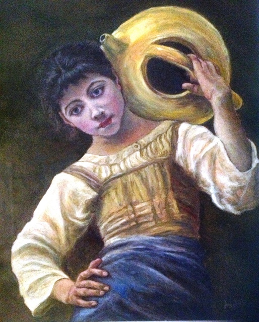 Joseph Porus  'The Water Girl Returns', created in 2013, Original Painting Oil.