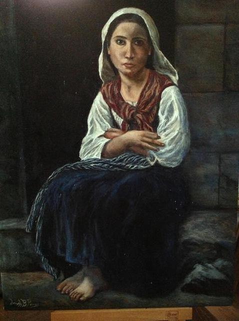 Joseph Porus  'Waiting', created in 2012, Original Painting Oil.