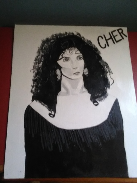 Jimmy Sloan  'Hand Paonted Portrait Of Cher', created in 2018, Original Painting Acrylic.