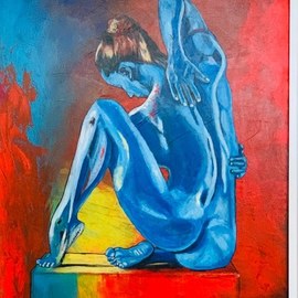 Juan Rodriguez: 'blue lady', 2019 Acrylic Painting, Body. Artist Description: the beauty of a woman s body in all its senses, ...