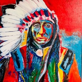 Juan Rodriguez: 'native american man', 2019 Acrylic Painting, World Culture. Artist Description: The Native American has always been with us to protect the world and the earth for our own survival. ...