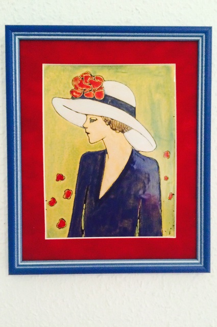 Judit Gabor  'Girl With White Hat', created in 2015, Original Glass Stained.