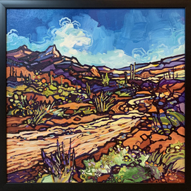 Judy Hodge: 'spur cross ranch', 2022 Acrylic Painting, Abstract Landscape. Artist Description: I lived and hiked in southern Arizona. This is Spur Cross Ranch, a beautiful and wild place...