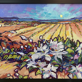 Judy Hodge: 'temecula vineyard', 2022 Acrylic Painting, Abstract Landscape. Artist Description: A warm sunny day at a vineyard in Temecula, The flowers in front of the vines were spectacular...