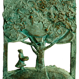 Judyta Bil: 'In the orchard', 1986 Bronze Sculpture, Garden. Artist Description:      Polychromed terracotta.    ...