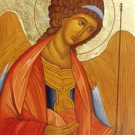 Judyta Bil: 'St Michael the Archangel', 2010 Oil Painting, Religious. Artist Description:  Icon painted on primed birchwood with oil paints. Goldleafed with 24K gold. ...