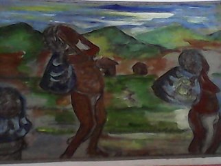 Julie Kondi: 'from the garden', 2014 Acrylic Painting, Culture.     Papua New Guinea rural lifestyle   ...