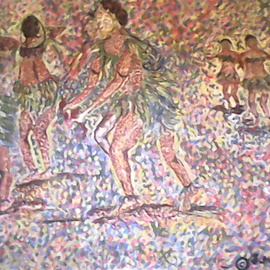 Julie Kondi: 'ol sumsum', 2014 Acrylic Painting, Culture. Artist Description:   Papua New Guinea dot painting  ...