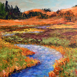 Julie Van Wyk: 'Last Chance Creek', 2010 Oil Painting, Landscape. Artist Description:          Nevada landscape               ...