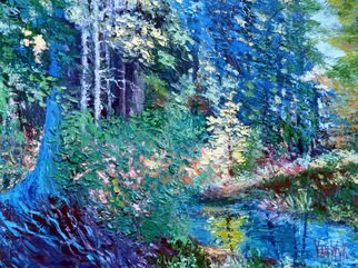 Julie Van Wyk: 'fantasy forrest', 2011 Oil Painting, Landscape.   tahoe trail to blackwood rock   ...