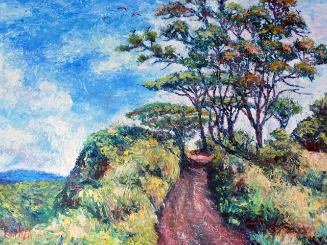 Artist Julie Van Wyk. 'Kuilau Ridge Trail In Kauai' Artwork Image, Created in 2011, Original Painting Oil. #art #artist
