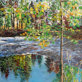 Julie Van Wyk: 'reflecting pond ', 2011 Oil Painting, nature. Artist Description:           along the trail to eagle rock off 89 near tahoe city across from lake tahoe                      ...