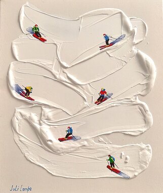 Juli Lampe: 'white mounts ski', 2024 Other Painting, Fantasy. 3D mixed media painting...