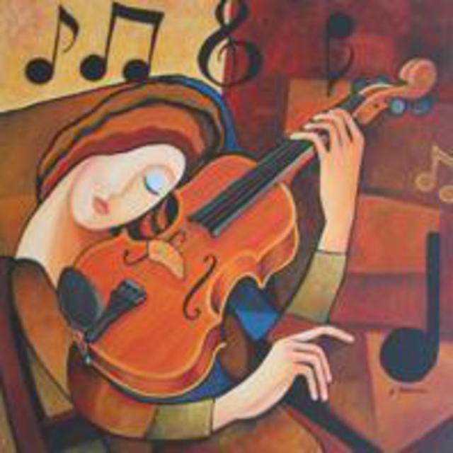 Artist Judy Dollosa. 'Violin' Artwork Image, Created in 2005, Original Painting Acrylic. #art #artist